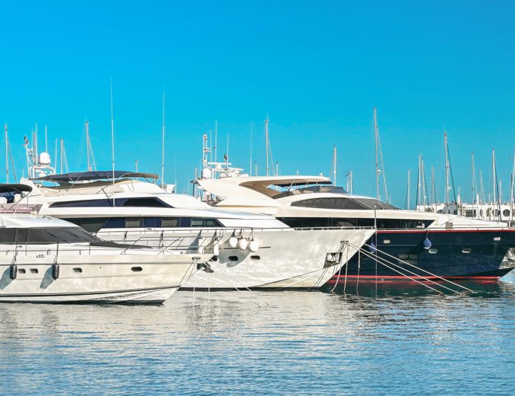 Boats and yachts floating on the water in Alicante, Spain